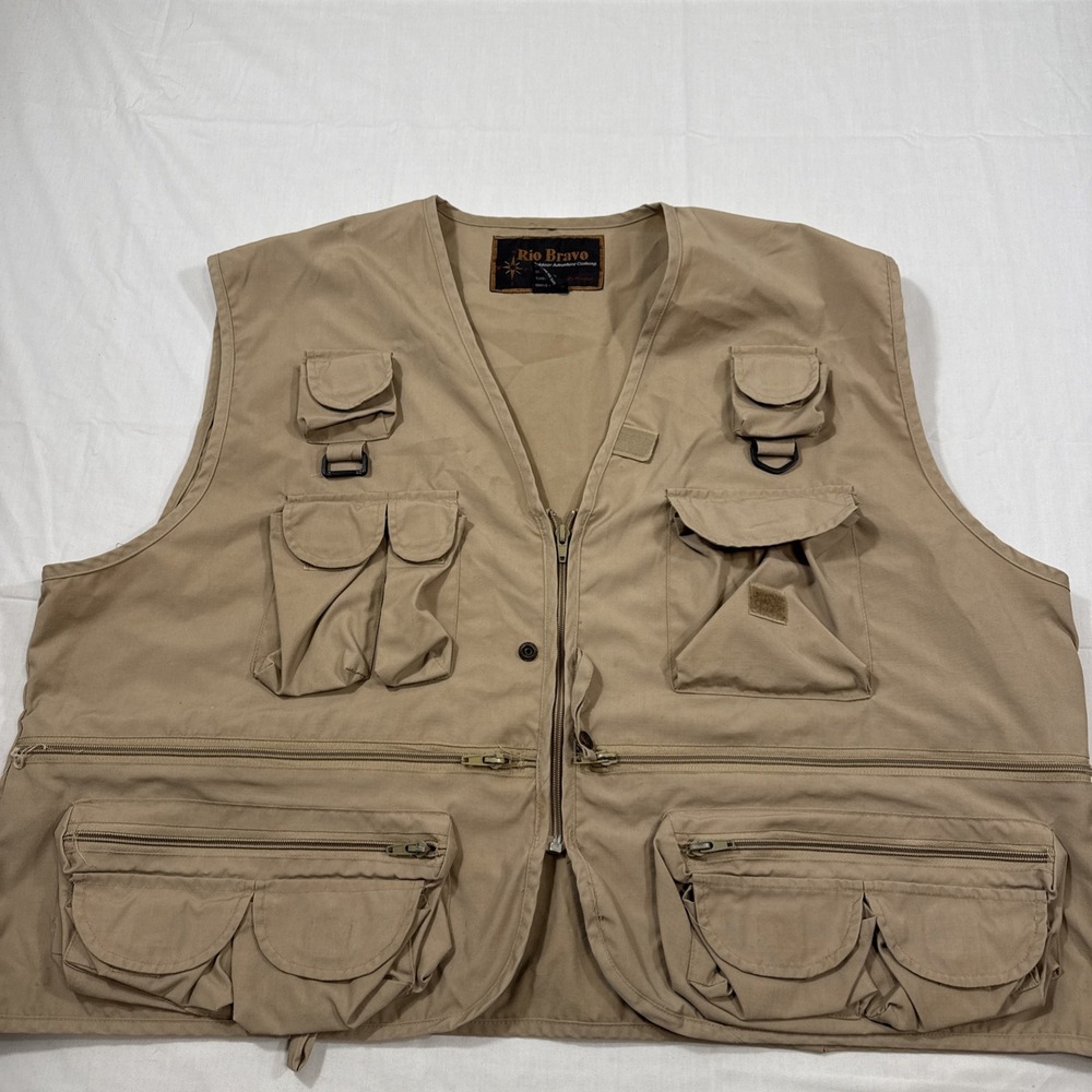 VEST FISHING UTILITY🎣 Rio Bravo  Mens XXL 2XL 🐟 TAN OUTDOORS‎